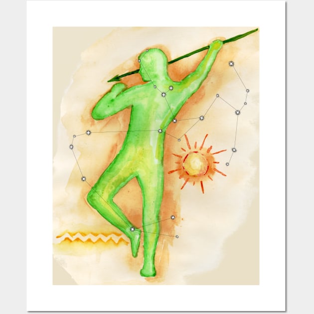 Sagittarius Baltic Zodiac - The Spearman Wall Art by Dbaudrillier